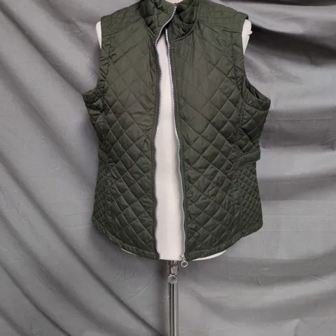 REGATTA GREAT OUTDOORS WOMEN'S QUILTED VEST – OLIVE GREEN, FLORAL LINING, UK 16