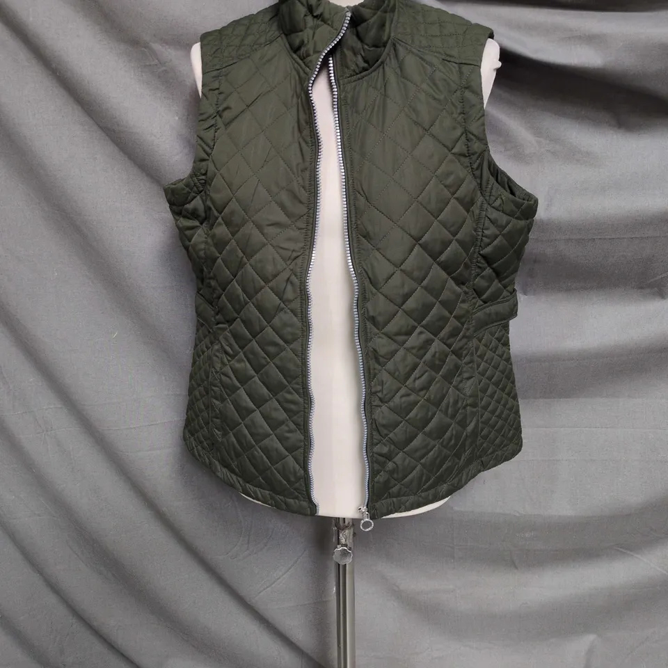 REGATTA GREAT OUTDOORS WOMEN'S QUILTED VEST – OLIVE GREEN, FLORAL LINING, UK 16