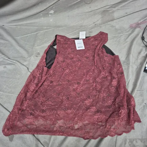 NEXT BURGUNDY LACE TOP, UK SIZE 22