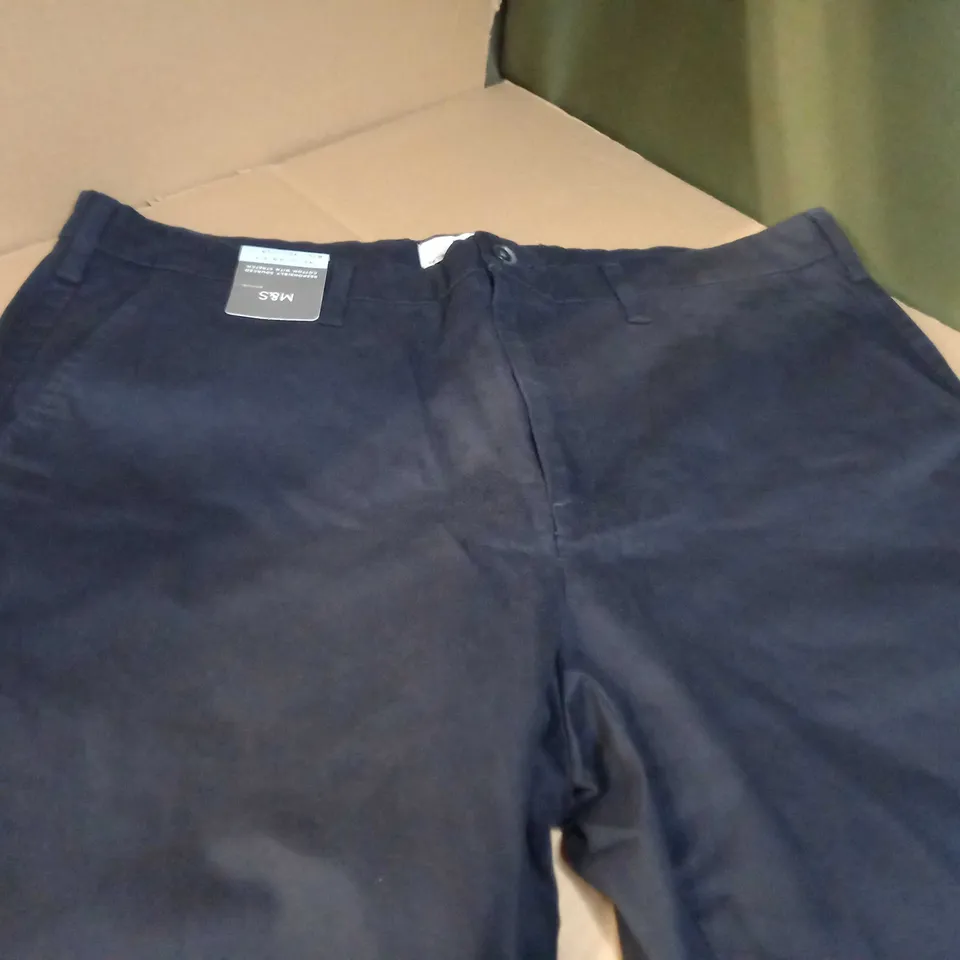 M&S NAVY COTTON TROUSERS - SIZE W36/L31