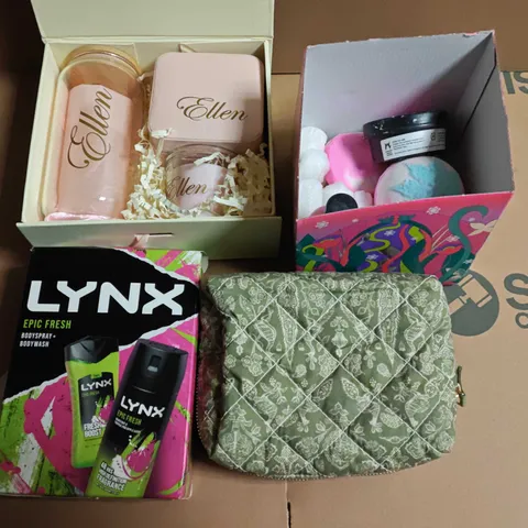 LOT OF 4 ASSORTED HEALTH AND BEAUTY GIFT SETS TO INCLUDE LYNX EPC FRESH, DERMALOGOCA GIFT SET AND BATH BOMBS