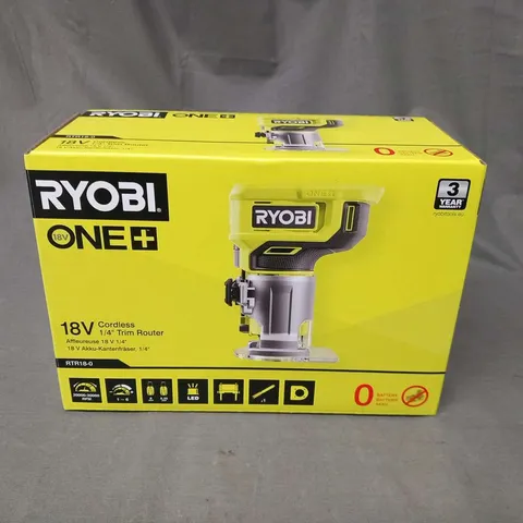 BOXED RYOBI ONE 18V CORDLESS 1/4" TRIM ROUTER RTR18-0