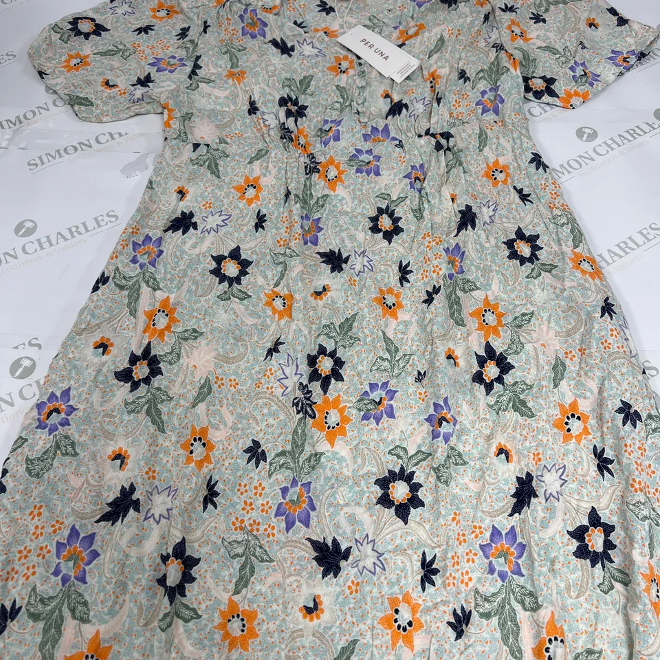 PER UNA FLORAL PRINT DRESS IN SAGE GREEN SIZE 14