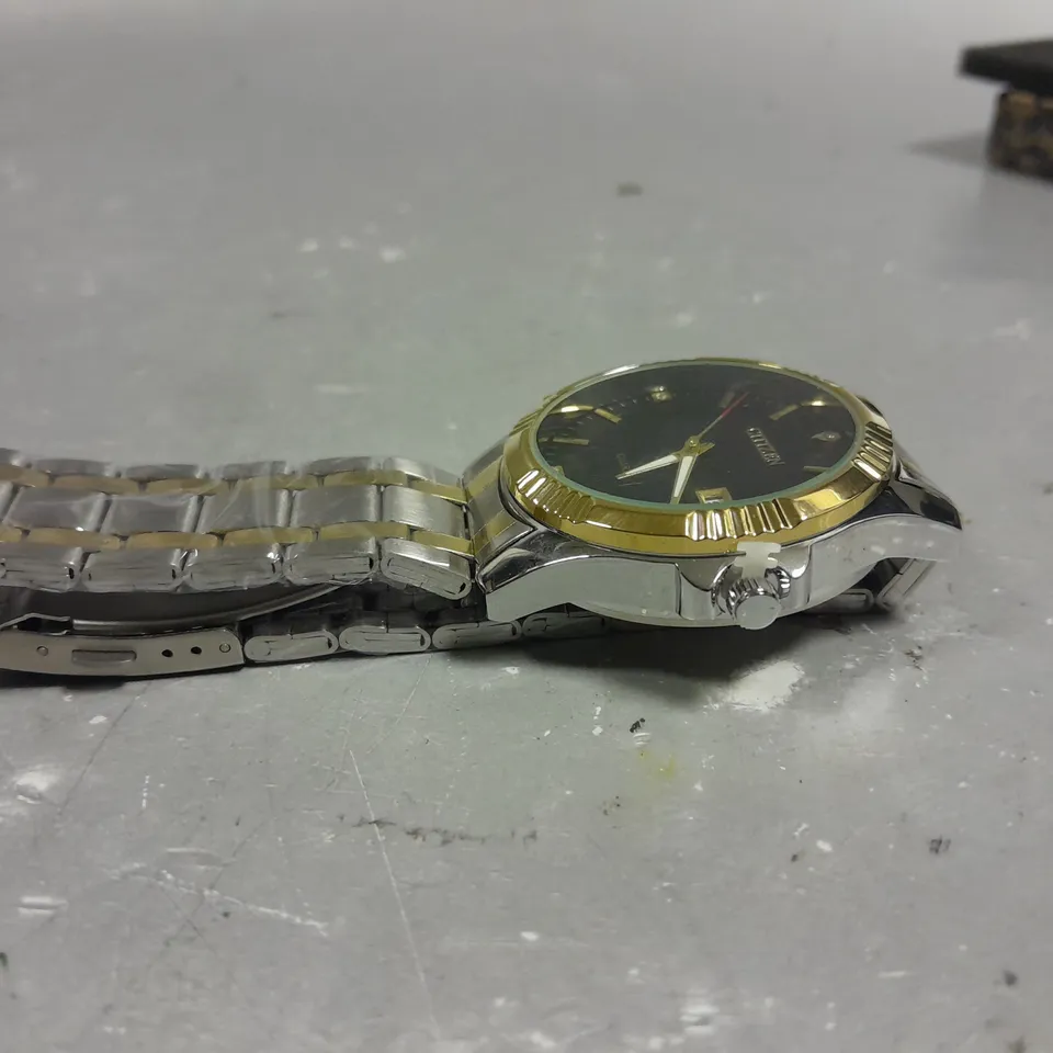 CITIZEN STAINLESS STEEL GENTS WATCH WITH BLACK DIAL
