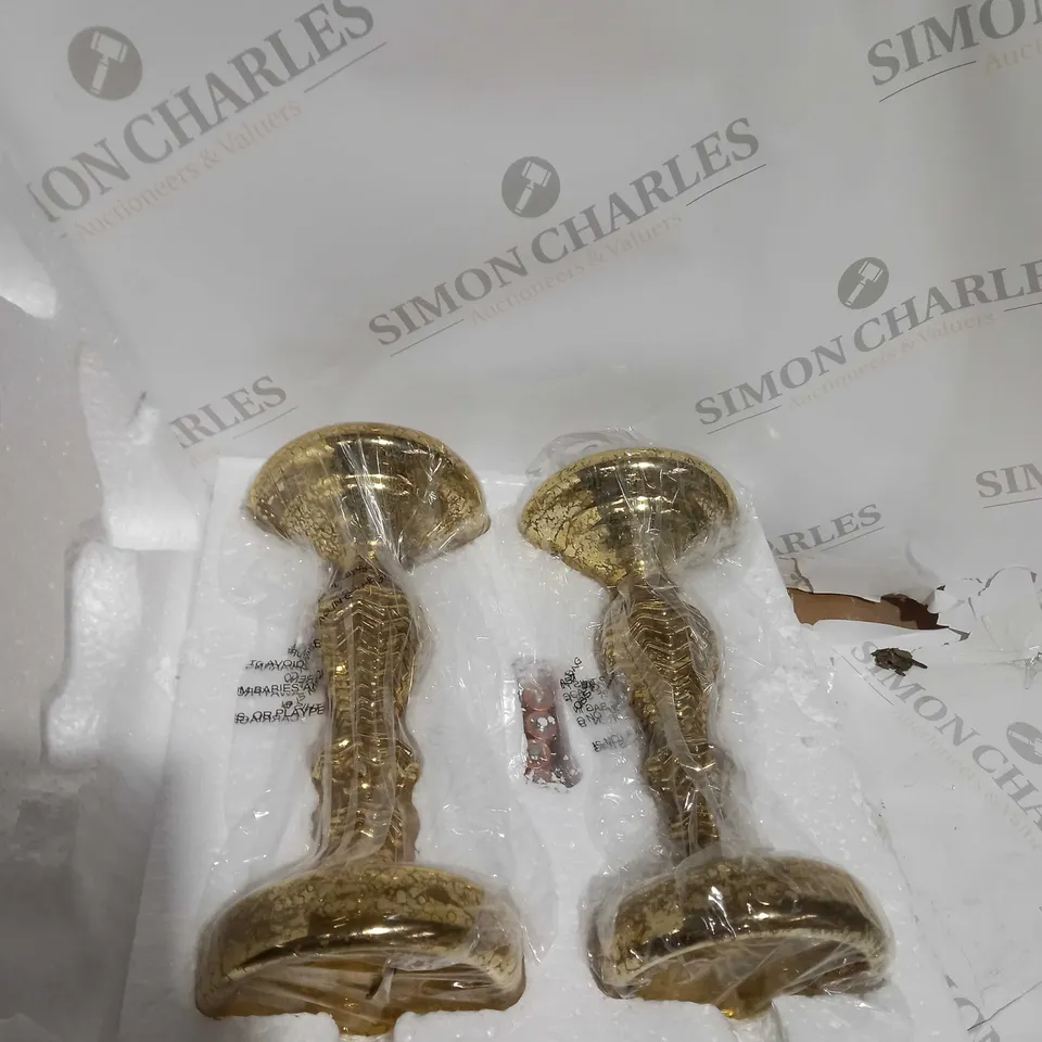 BOXED ALISON CORK PRE-LIT SET OF 2 MERCURY GLASS CANDLE HOLDERS