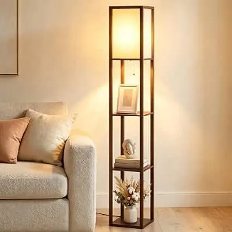 BOXED ARTETHYS FLOOR LAMP WITH SHELVES - BROWN