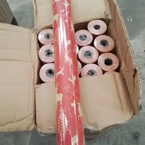 BOX CONTAINING APPROXIMATELY 20 ROLLS OF KRAFT GIFT WRAPPING PAPER