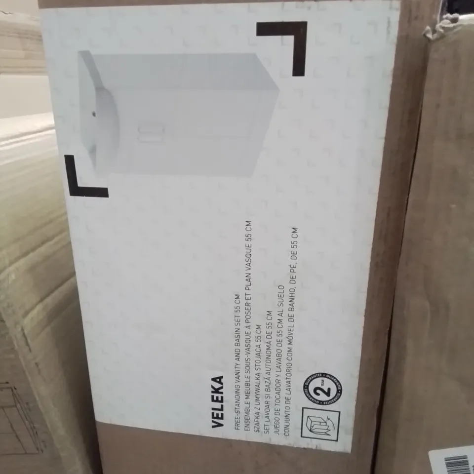 BOXED VELEKA FREE STANDING VANITY & BASIN SET 55cm