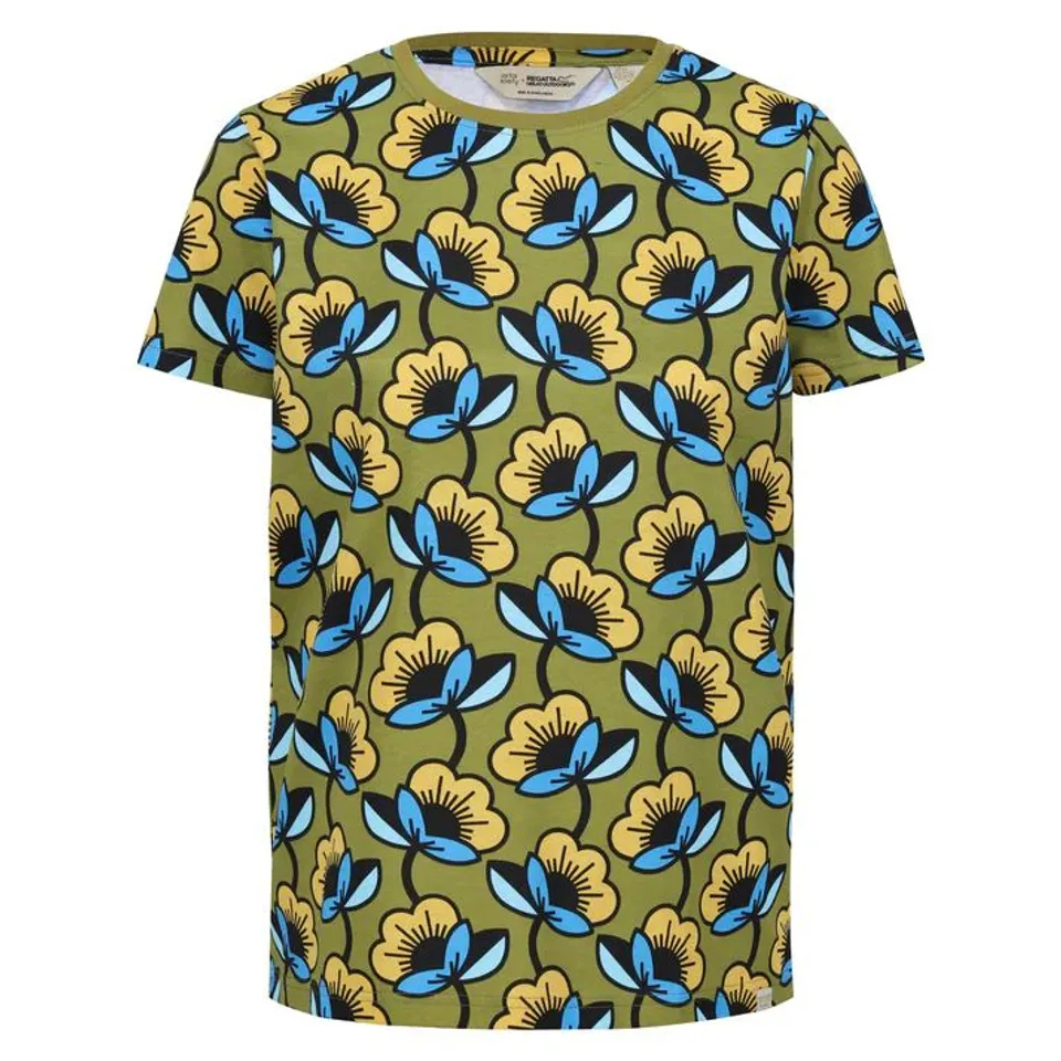 REGATTA WOMENS ORLA KIELY EASY-TO-WEAR T-SHIRT CARDAMOM SEED PASSION FLOWER SIZE 14