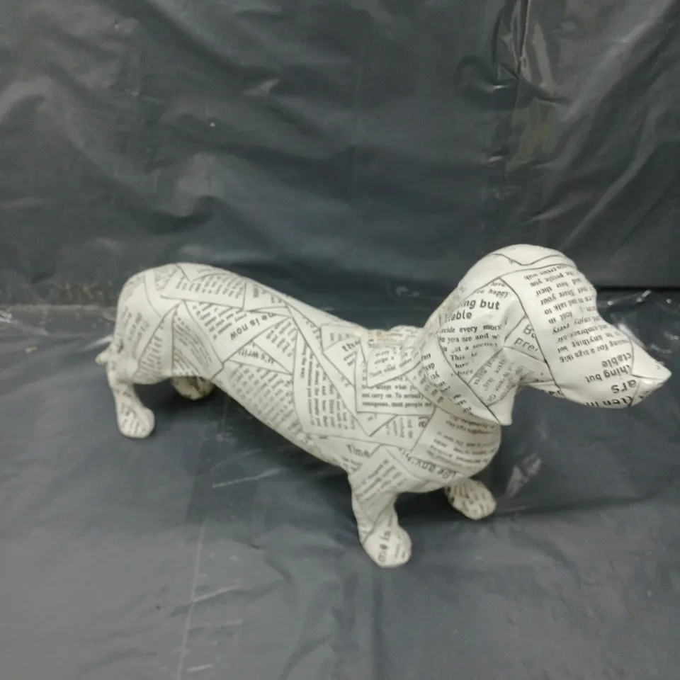 NEWSPAPER DACHSHUND SCULPTURE - COLLECTION ONLY 