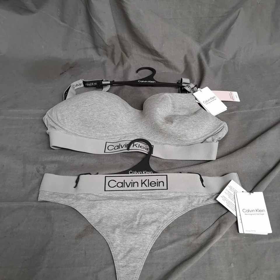 CALVIN KLEIN BRA & THONG SET IN GREY SIZE L