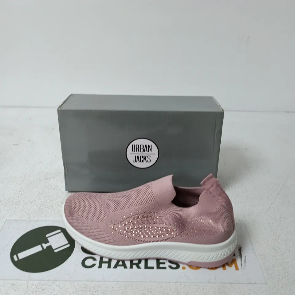 BOXED URBAN JACKS NEGRONI PINK SLIP-ON TRAINERS, WOMEN'S UK 8
