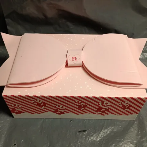 P.LOUISE PINK BOW CHRISTMAS GIFT BOX W. PEEL OFF MASK, BODY FOAM, AND LIP OIL, ETC