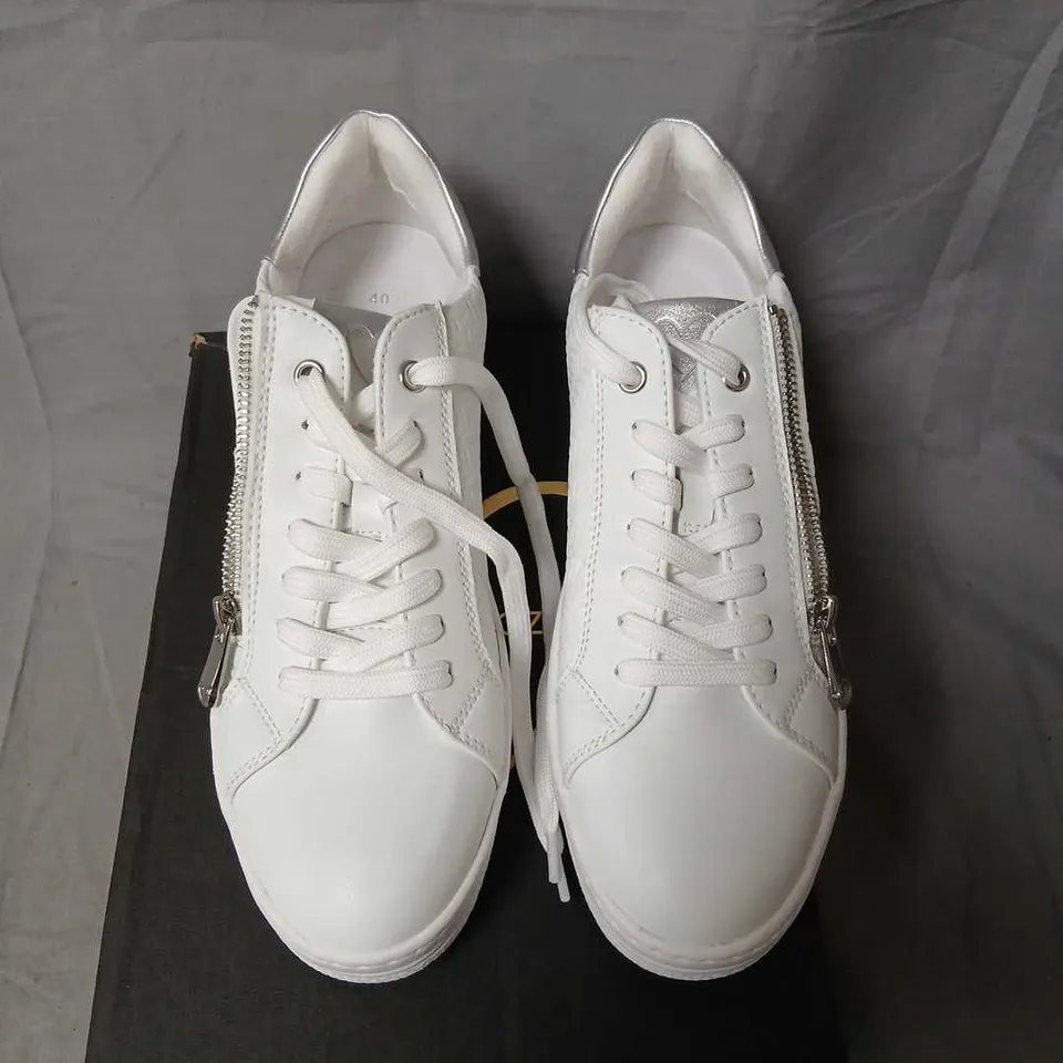 MARCO TOZZI WOMEN’S WHITE SNEAKERS WITH SIDE ZIPPERS – EU 40 (UK 7)