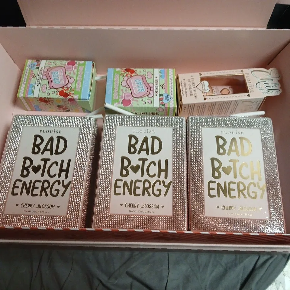 PLOUISE BAD BITCH ENERGY GIFT SET WITH A PINK BOX AND BOW
