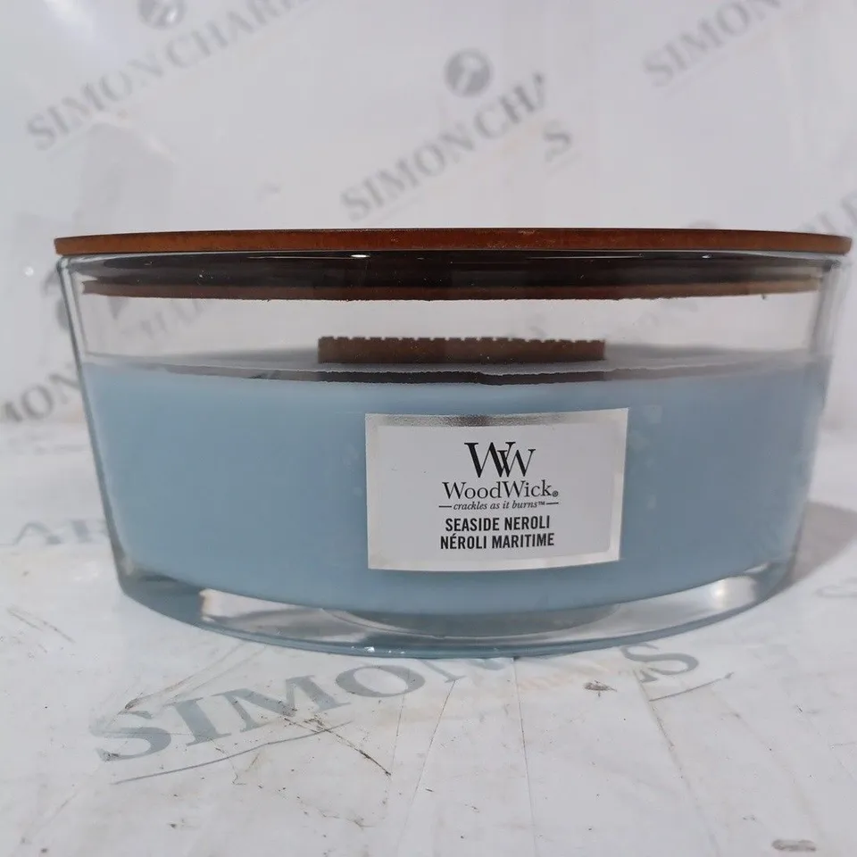 WOODWICK CANDLE ELLIPSE SEASIDE NEROLI (SEA) WITH WICK IN WOOD HEARTHWICK