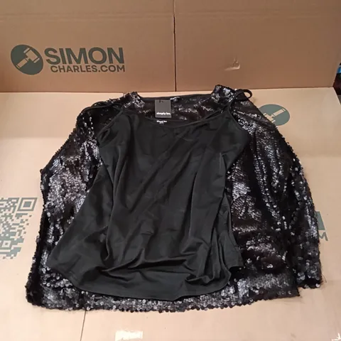 BOXED BRAND NEW APPROXIMATELY 11 SIMPLY BE SEQUIN TOP, BLACK, SIZE 20 (1 BOX)