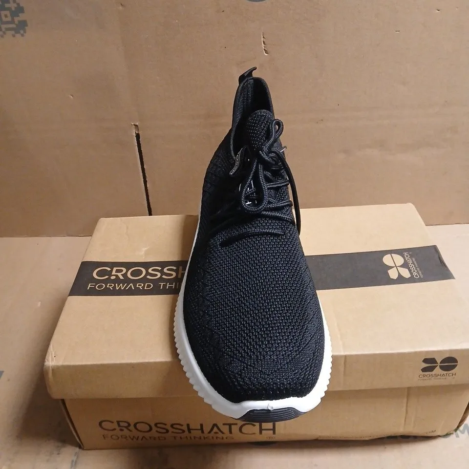 CROSSHATCH KNIT SNEAKERS – BLACK BOXED UK 12