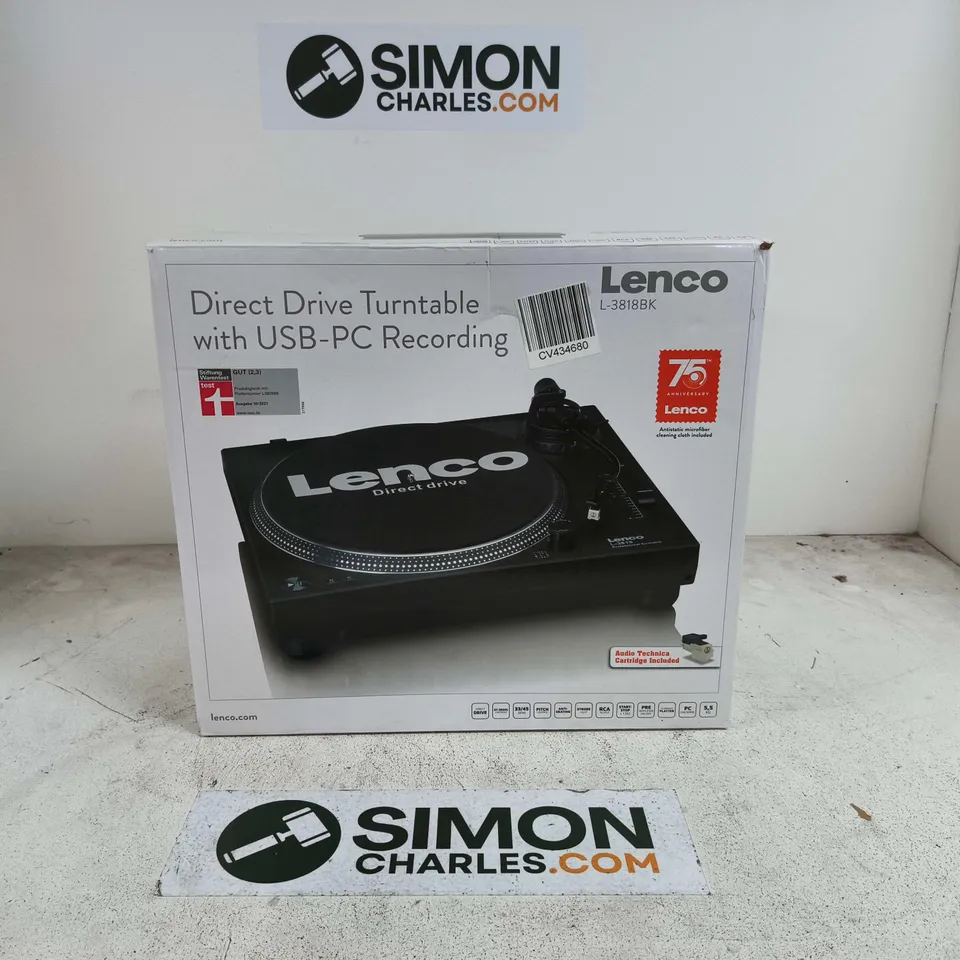 BOXED LENCO DIRECT DRIVE TURNTABLE WITH USB-PC RECORDING - L-3818BK
