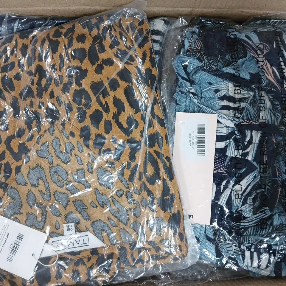 BOX OF APPROXIMATELY 20 ASSORTED CLOTHING ITEMS IN VARIOUS COLOURS, STYLES, AND SIZES - COLLECTION ONLY