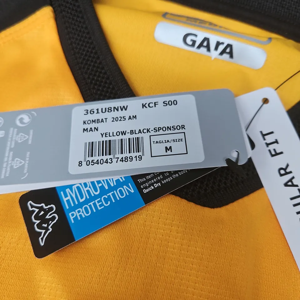 KAIZER CHIEFS FOOTBALL SHIRT - YELLOW AND BLACK STRIPES, KAPPA BRANDING, SIZE M