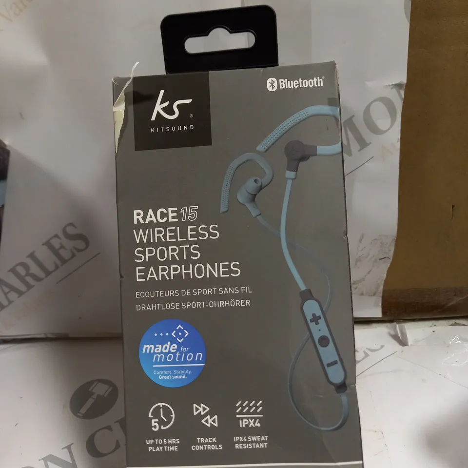 3X BOXED KITSOUND RACE 15 SPORT WIRELESS EARPHONES - BLUE
