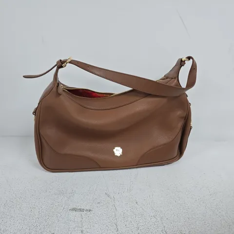PAUL COSTELLOE SNAFFLE DETAIL LEATHER HOBO BAG IN BROWN