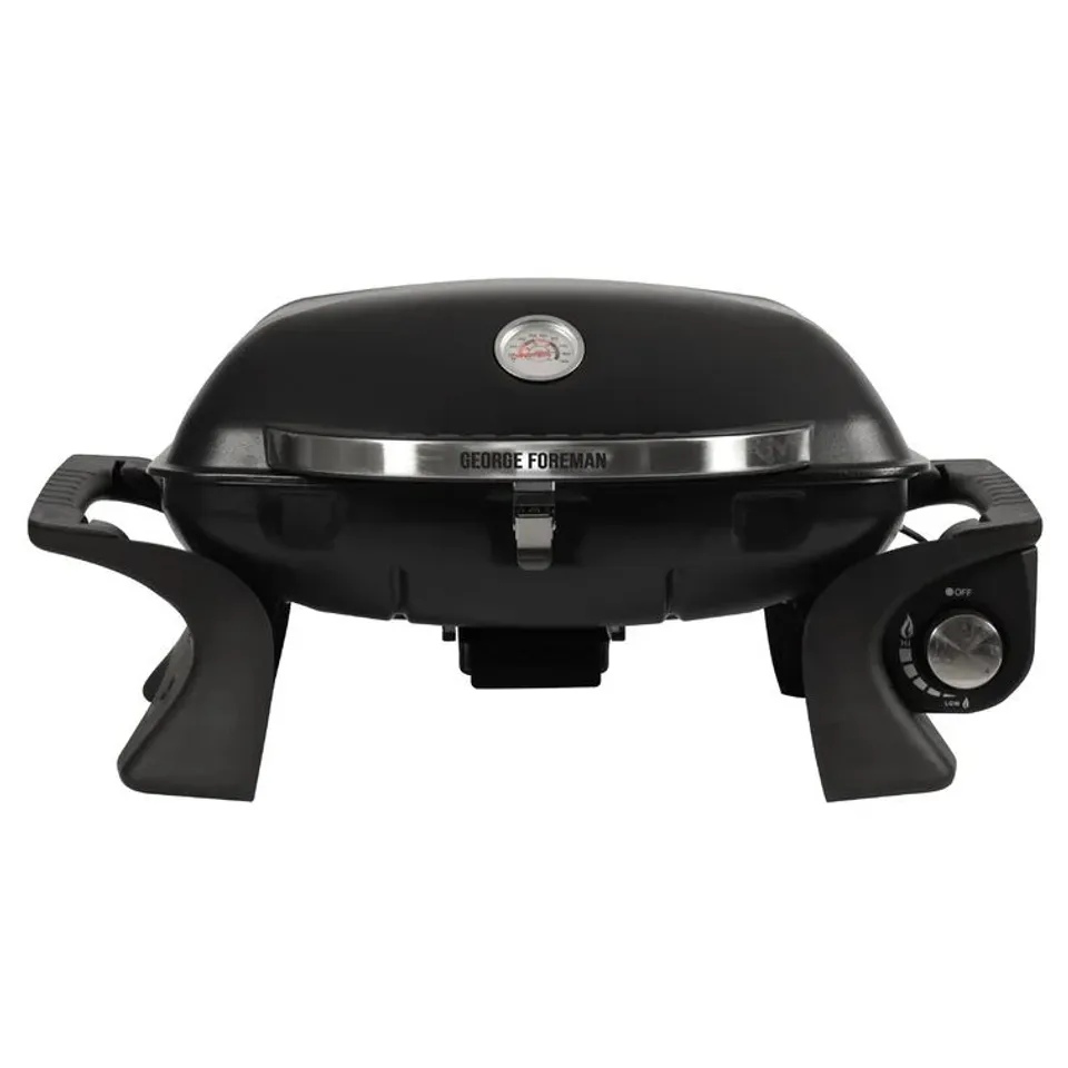 BOXED GEORGE FOREMAN SINGLE BURNER PORTABLE LIQUID PROPANE GAS GRILL/BBQ 