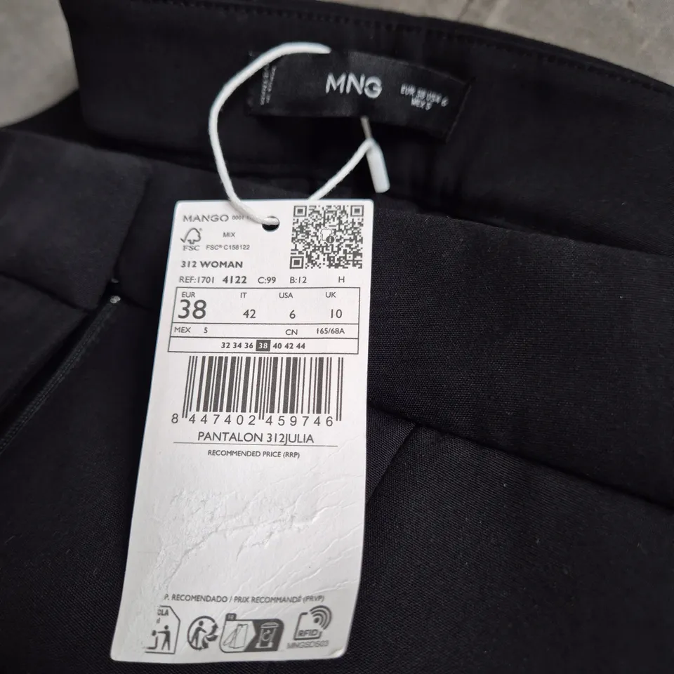 MANGO WOMEN’S BLACK TAILORED TROUSERS UK 10 (EU 38)
