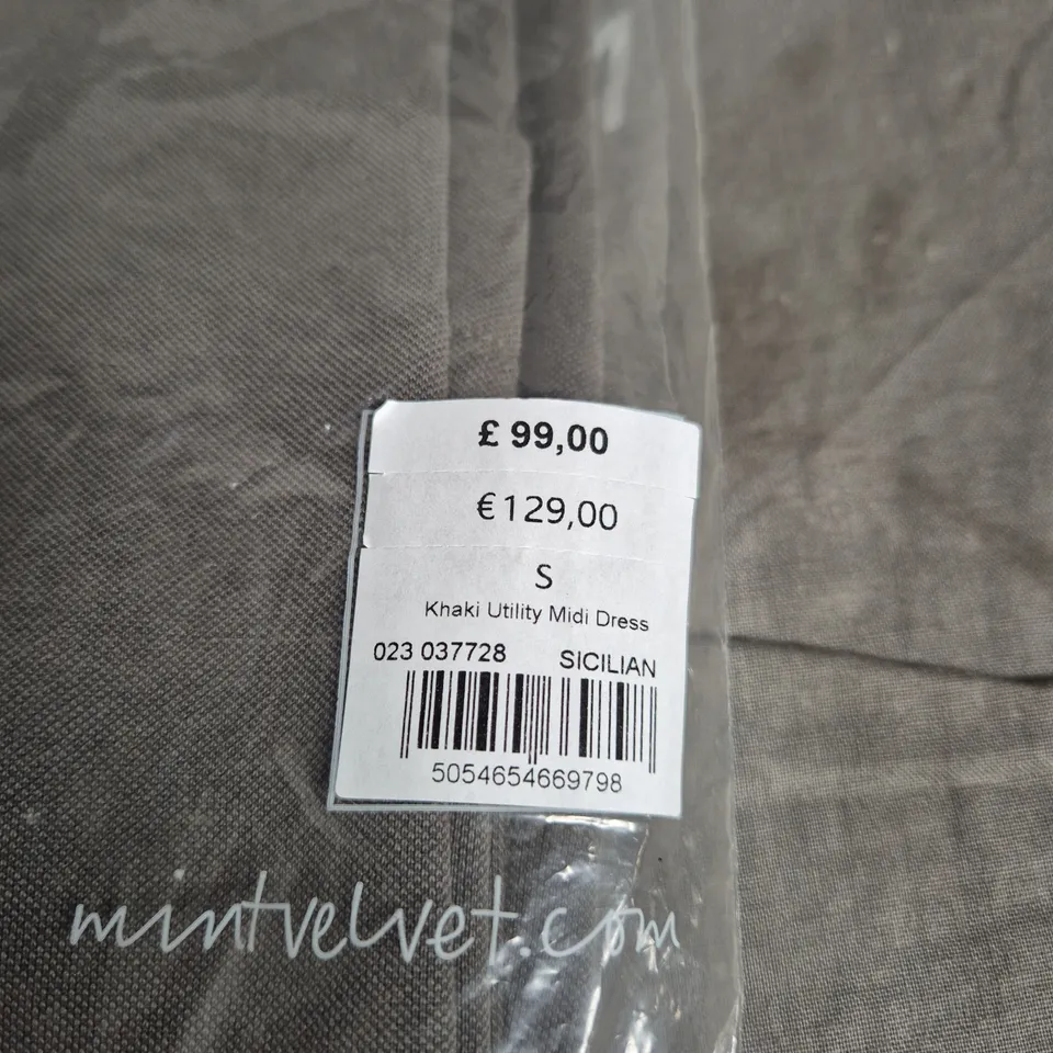 MINT VELVET KHAKI UTILITY MIDI DRESS – UK SIZE S