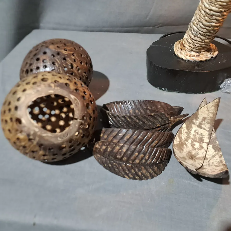 WOOD AND JUTE 36CM COCONUT TREE TABLE LAMP
