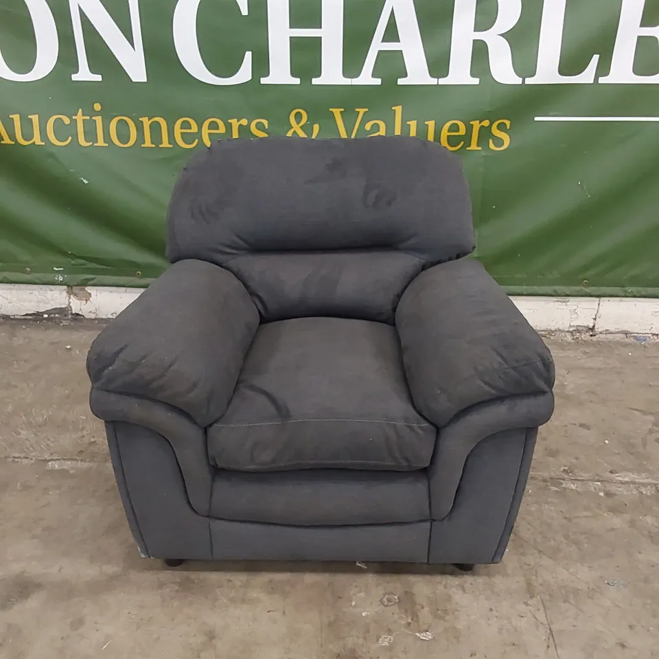 DESIGNER ANDERSON SLATE GREY FABRIC ARMCHAIR 