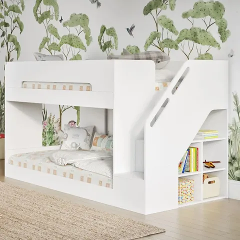 BOXED PHOTO STAIRCASE LOW BUNK - WHITE (5 BOXES)