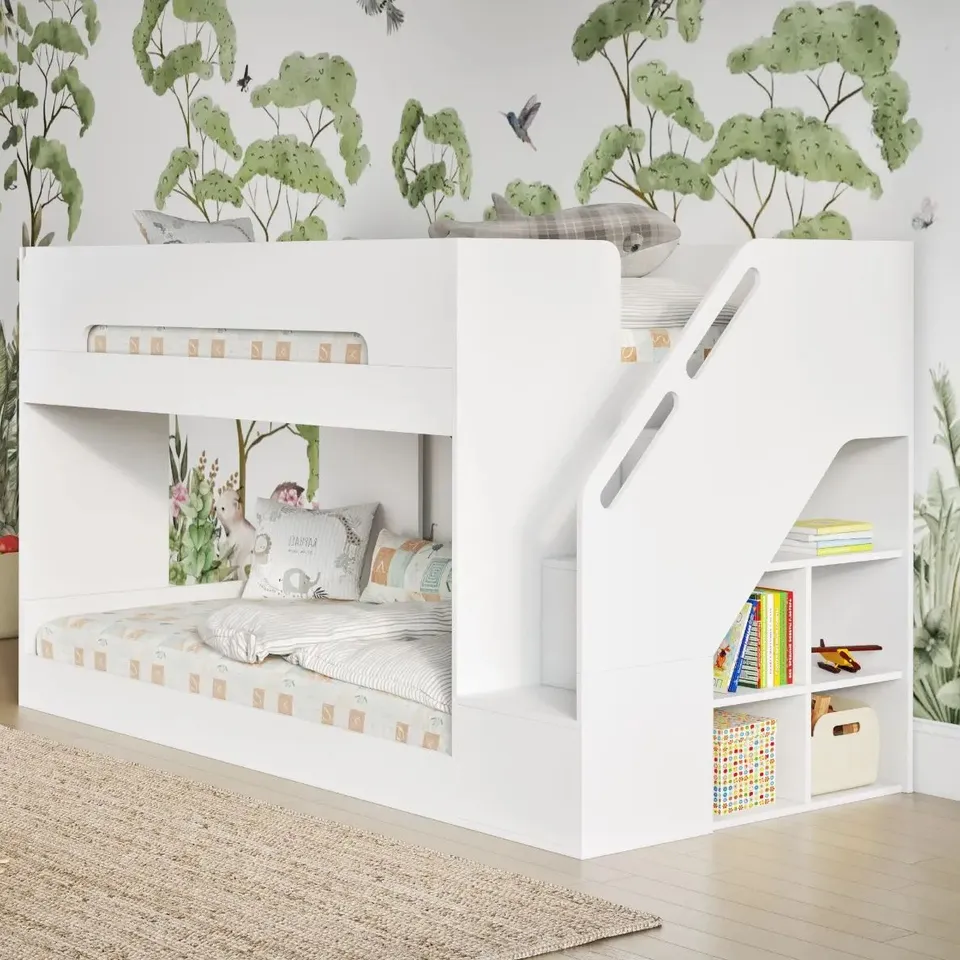 BOXED PHOTO STAIRCASE LOW BUNK - WHITE (5 BOXES)