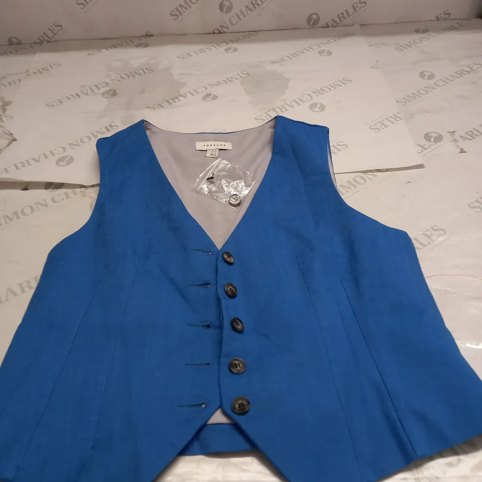 TOPSHOP BLUE WAIST COAT SIZE 8