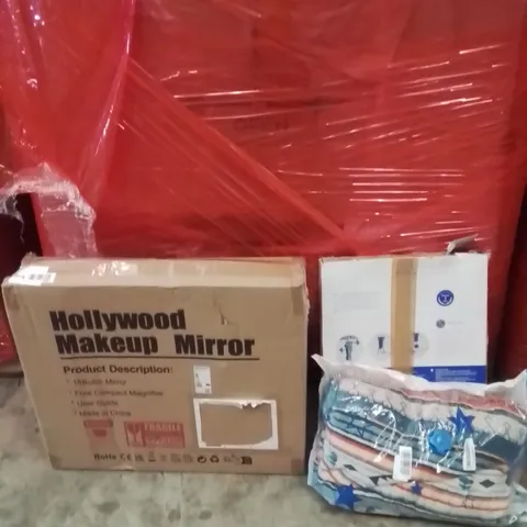 PALLET OF ASSORTED HOUSEHOLD GOODS AND PRODUCTS TO INCLUDE;TOILET SEAT,KIDS BLANKET,LED MIRROR 