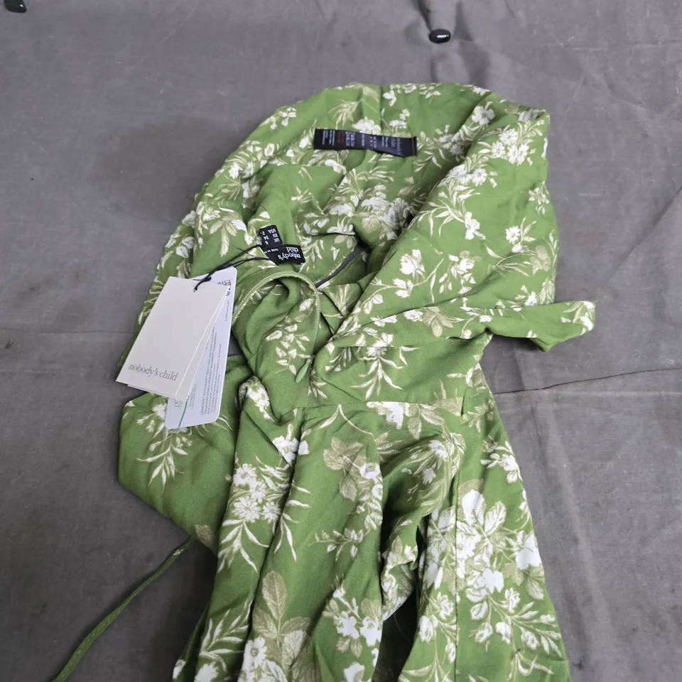 NOBODY'S CHILD CARA TOP – GREEN FLORAL, UK6 (EU34/US2)