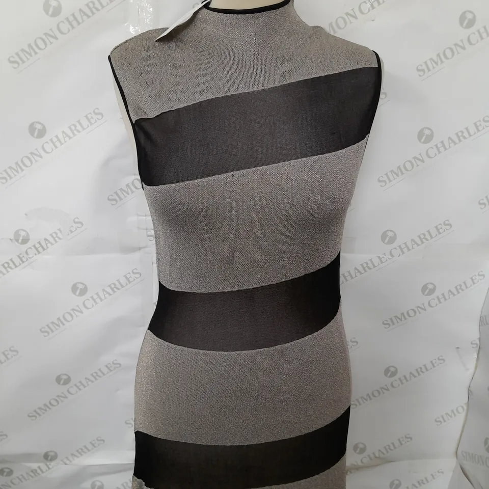 KAREN MILLEN SLINKY SHEER METALLIC KNIT MAXI DRESS SIZE S
