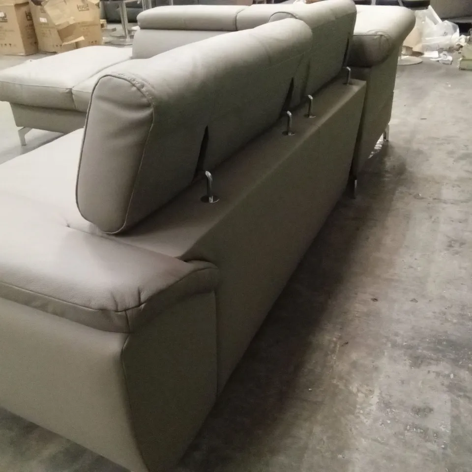 BROOKHURST LEATHER CORNER SOFA BED - TAUPE