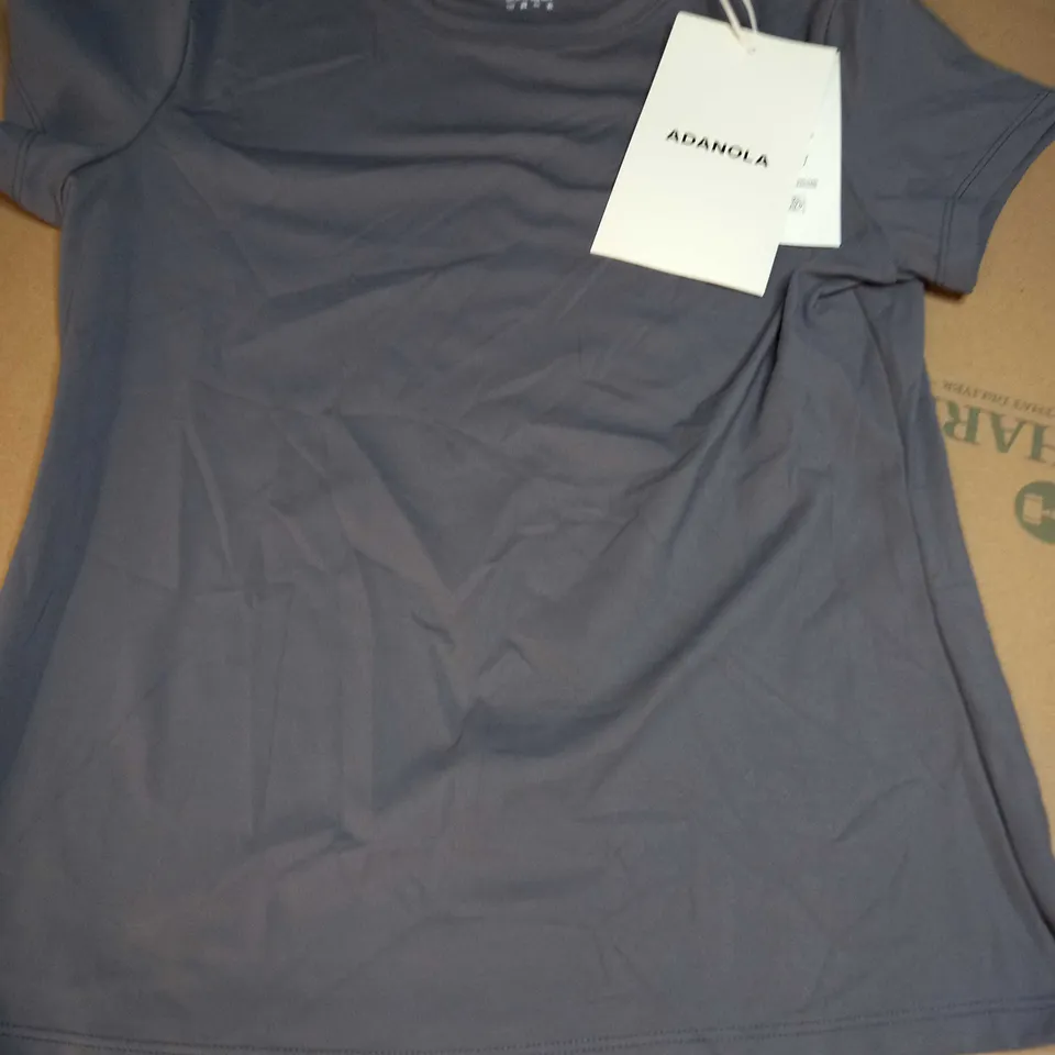 ADANOLA SHORT SLEEVE LONGLINE TOP - DARK GREY - XL