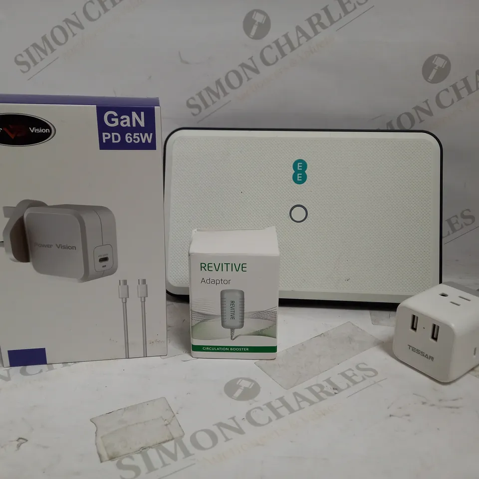 LOT OF APPROXIMATELY 15 ELECTRICAL ITEMS, TO INCLUDE REVITIVE, TRAVEL ADAPTER, ROUTER, ETC