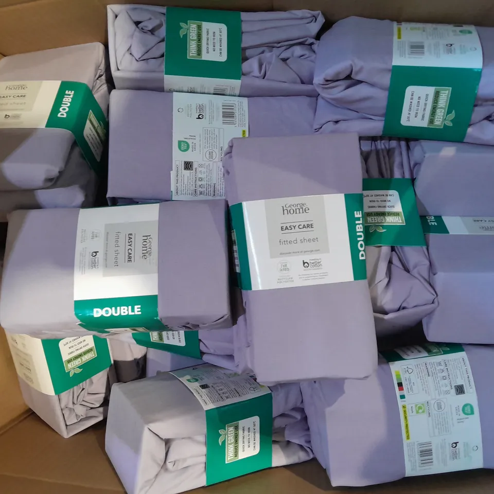 APPROXIMATELY 20 GEORGE HOME EASY CARE FITTED SHEET DOUBLE IN LILAC 