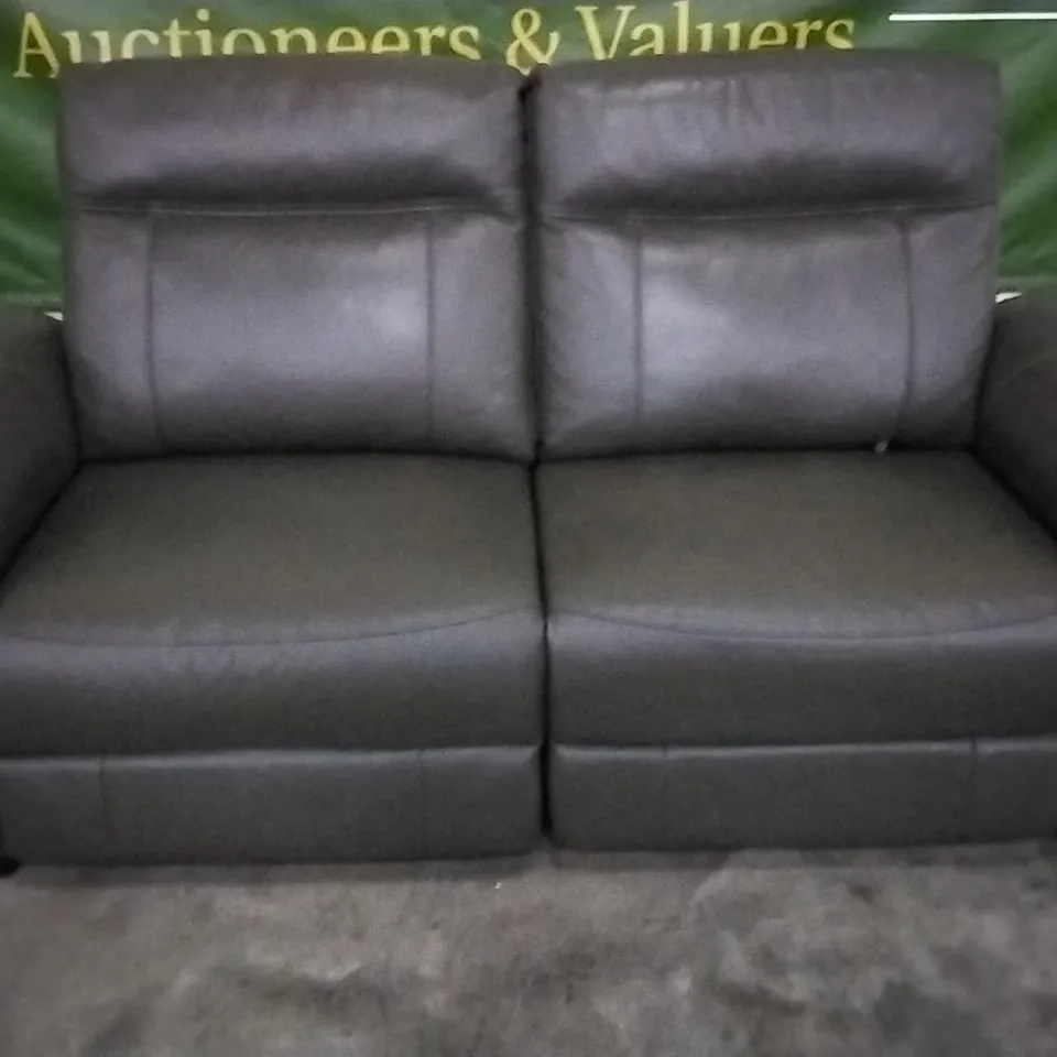 QUALITY DESIGNER DARK BROWN LEATHER ELECTRIC RECLINER 2 SEATER SOFA