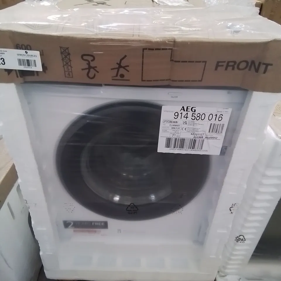 AEG PROSTEAM® TECHNOLOGY LF7C8636BI INTEGRATED 8KG WASHING MACHINE WITH 1600 RPM - WHITE - B RATED RRP £750