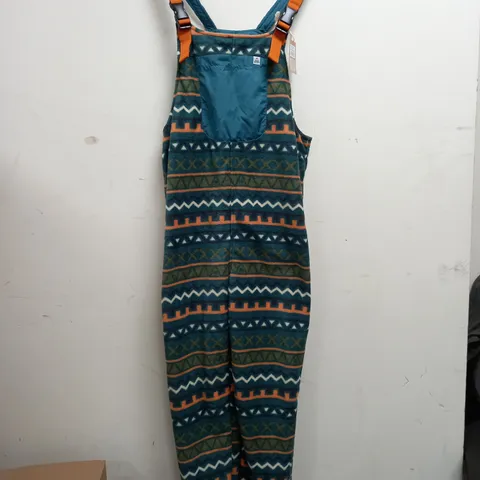 PASSENGER ACE RECYCLED POLAR FLEECEDUNGAREES IN RETRO GEO MEDITARANEAN - MEDIUM