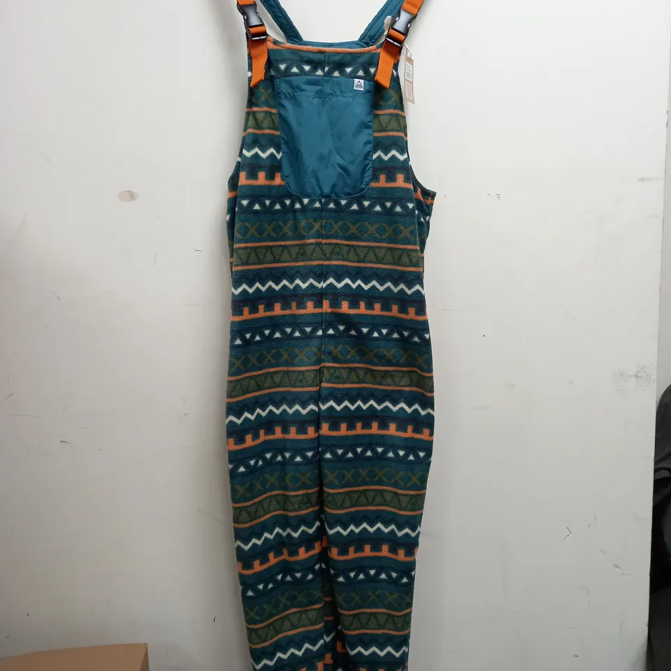 PASSENGER ACE RECYCLED POLAR FLEECEDUNGAREES IN RETRO GEO MEDITARANEAN - MEDIUM