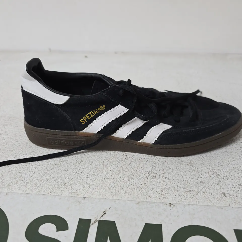 ADIDAS SPEZIAL SNEAKERS – BLACK SUEDE WITH WHITE STRIPES - SIZE UK 9.5