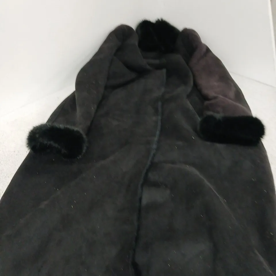 JAEGER BLACK FAUX-FUR COAT – UK 18
