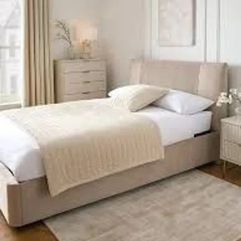 BOXED SERENITY END LIFT UP STORAGE OTTOMAN KING BED - NATURAL (4 BOXES)