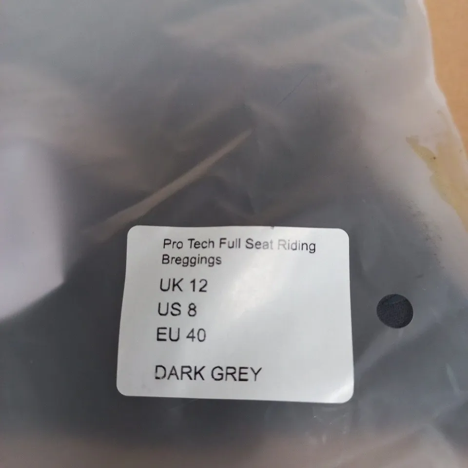 PRO TECH FULL SEAT RIDING BREEGGINGS – UK 12, DARK GREY (EU 40)